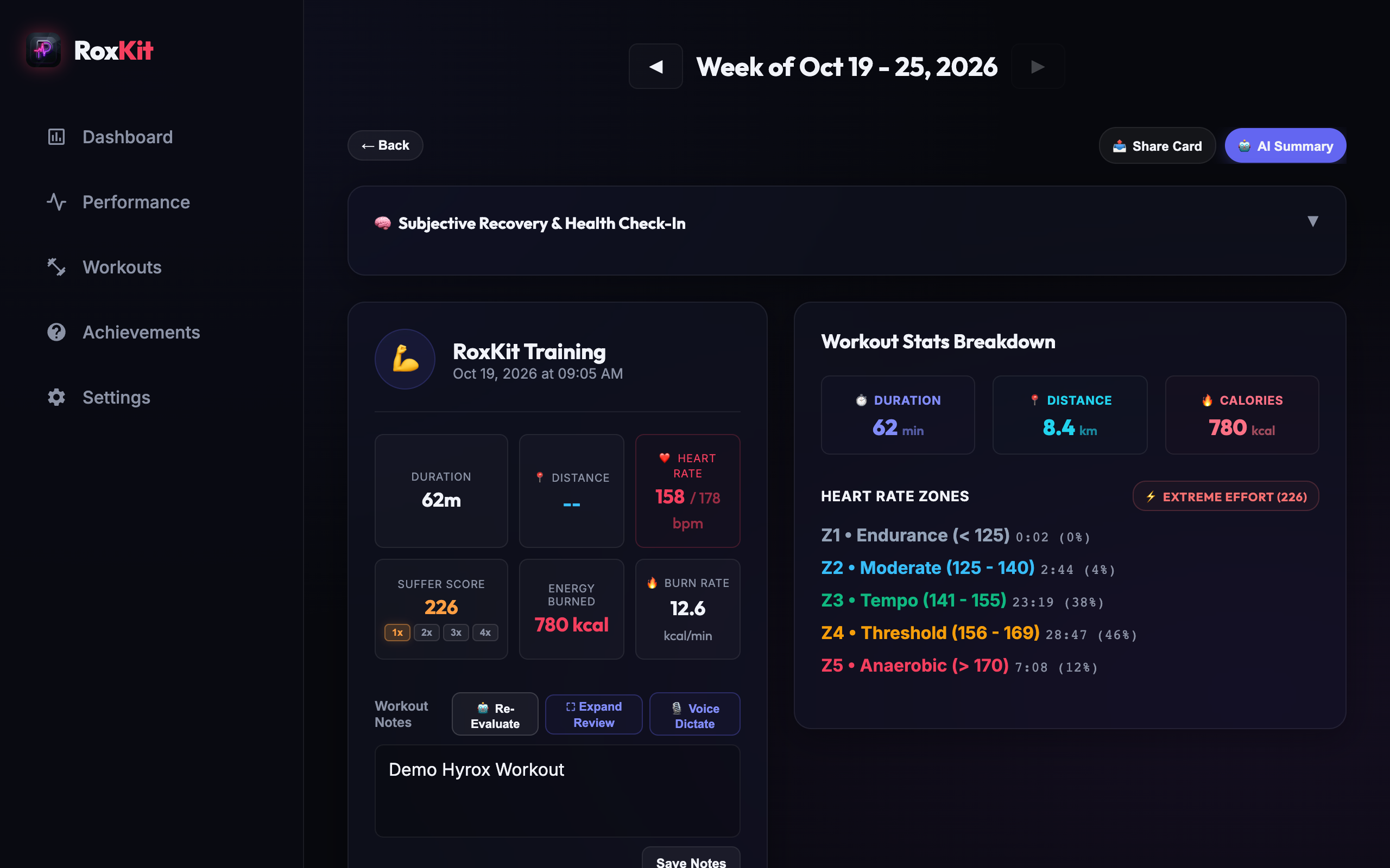 Workout Detail Desktop