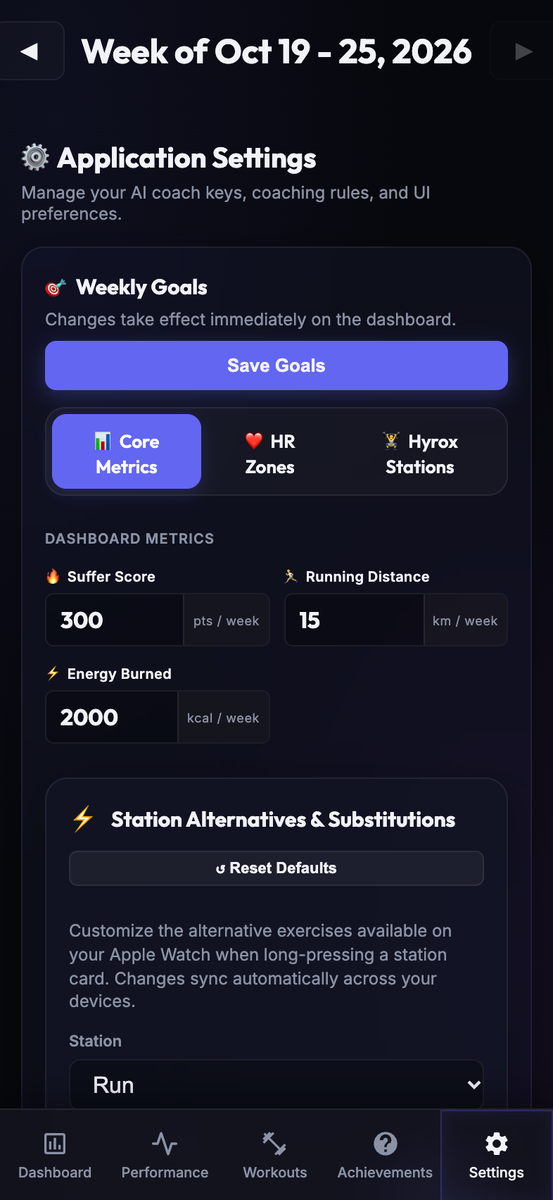 Settings Mobile